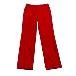 vtg Corbin 32x32 Bright Red Cotton Dress Pants Trousers Straight‎ Leg Flat Front